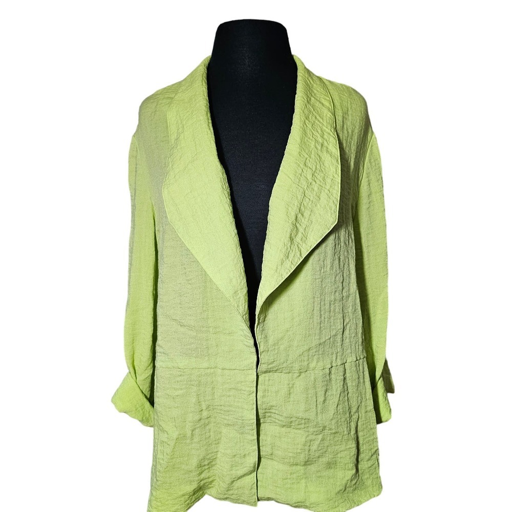 chico's blazer lightweight lime green sz 3 / L